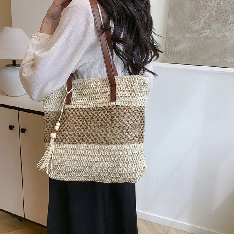 Sac en Rotin à Anses Cuir