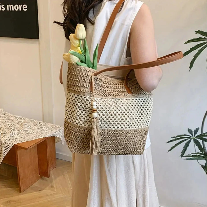 Sac en Rotin à Anses Cuir