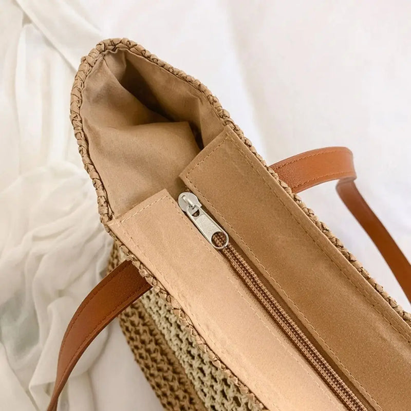 Sac en Rotin à Anses Cuir
