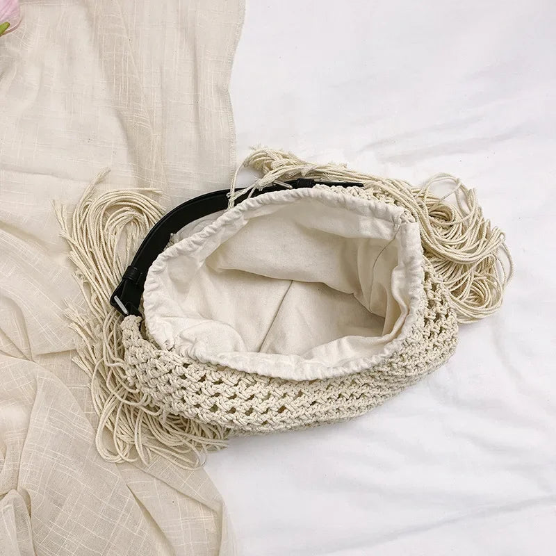 Sac Panier Osier à Anses Cuir