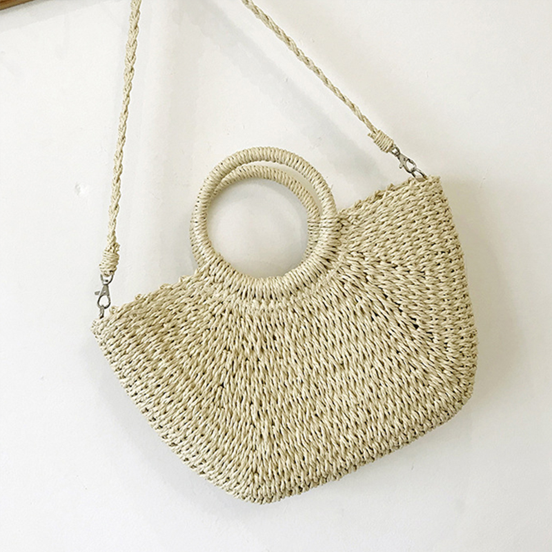 Fecialy Sac à Main En Paille Tissé Été – Sac Plage Bandoulière Avec Fermeture Magnétique, Élégant Et Pratique