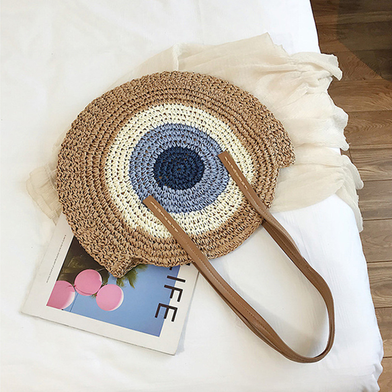 Sac rond paille sales paillette